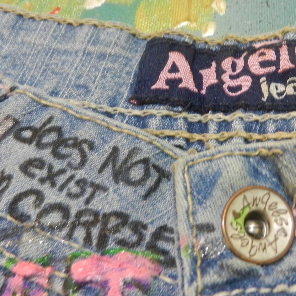 Graffiti Statement Plant Power shorts HAND CRAFTED OOAK custom design SIZE 3 - Picture 14 of 16